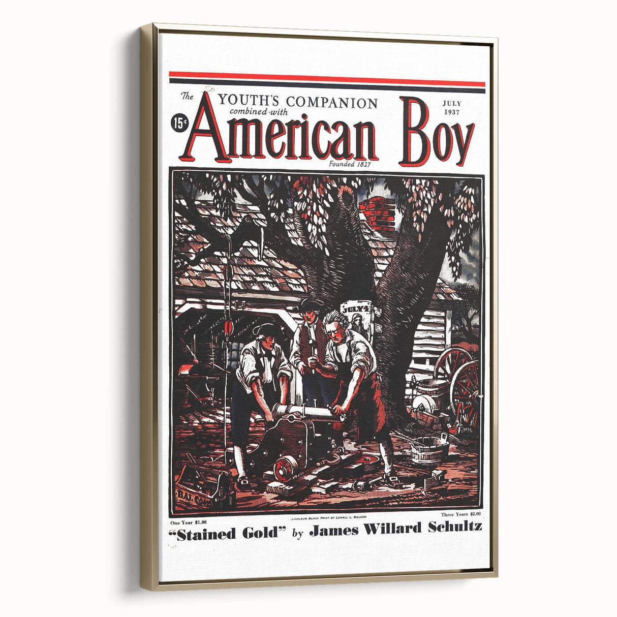 Vintage Magazine Cover Art - American Boy July 1937 Stained Gold