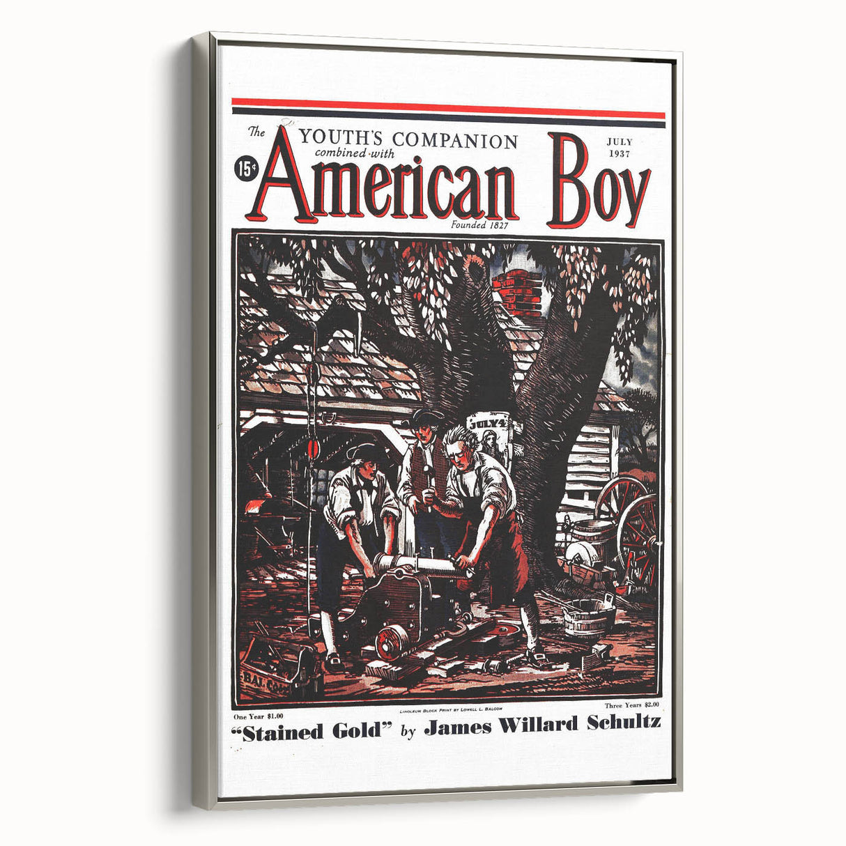 Vintage Magazine Cover Art - American Boy July 1937 Stained Gold