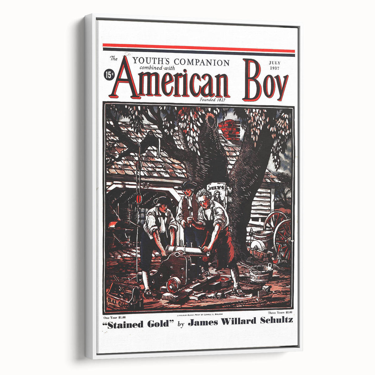 Vintage Magazine Cover Art - American Boy July 1937 Stained Gold