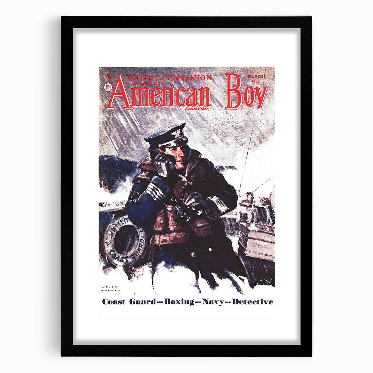 Vintage Magazine Cover Art - American Boy March 1938 Coast Guard