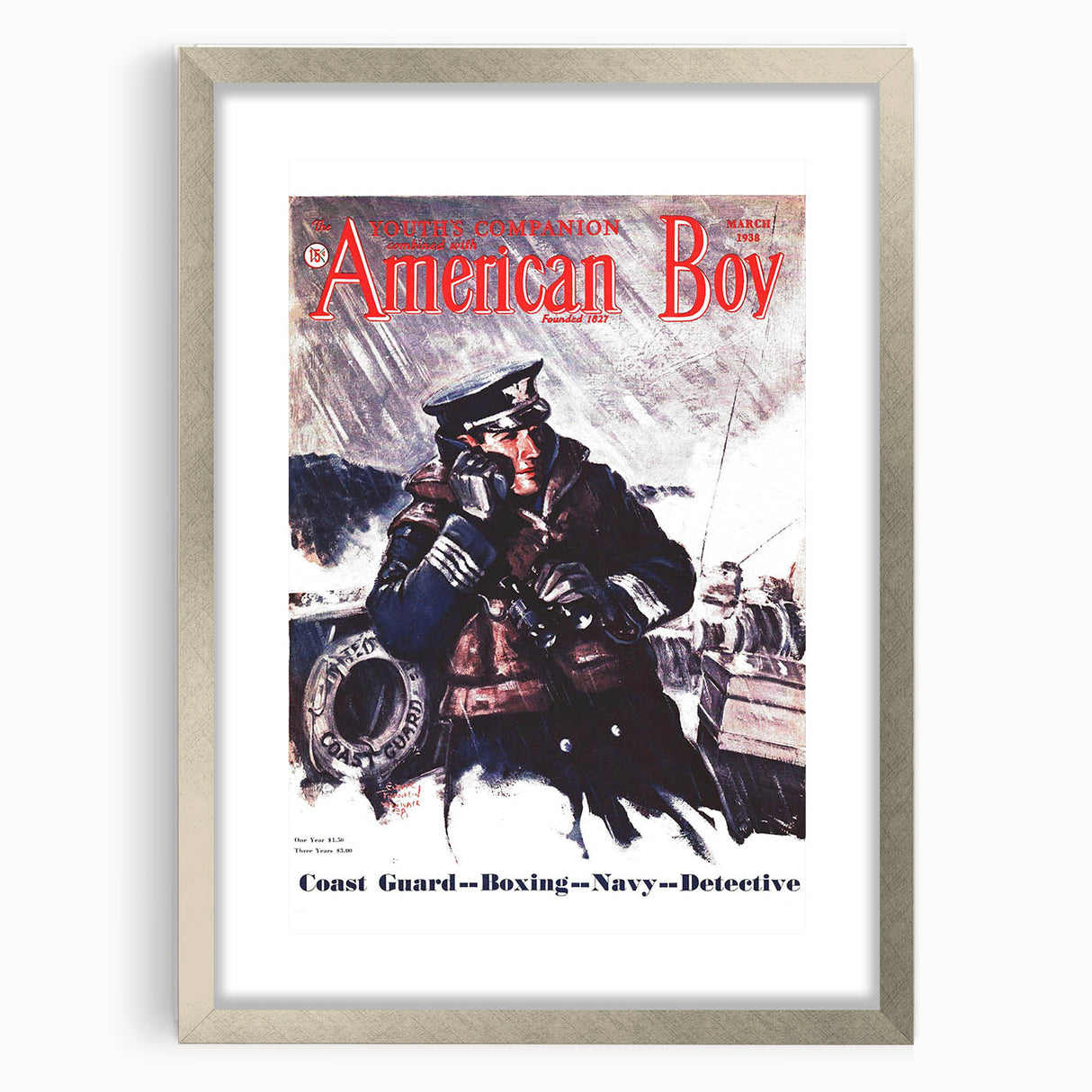 Vintage Magazine Cover Art - American Boy March 1938 Coast Guard