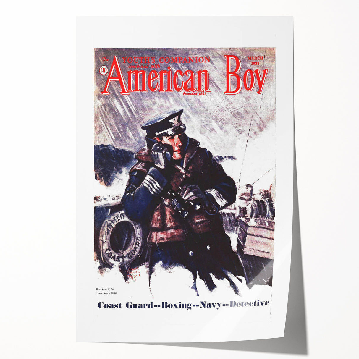 Vintage Magazine Cover Art - American Boy March 1938 Coast Guard