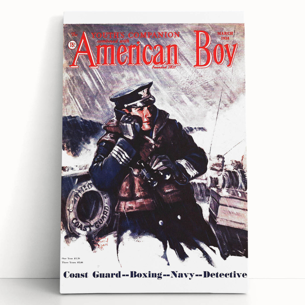 Vintage Magazine Cover Art - American Boy March 1938 Coast Guard
