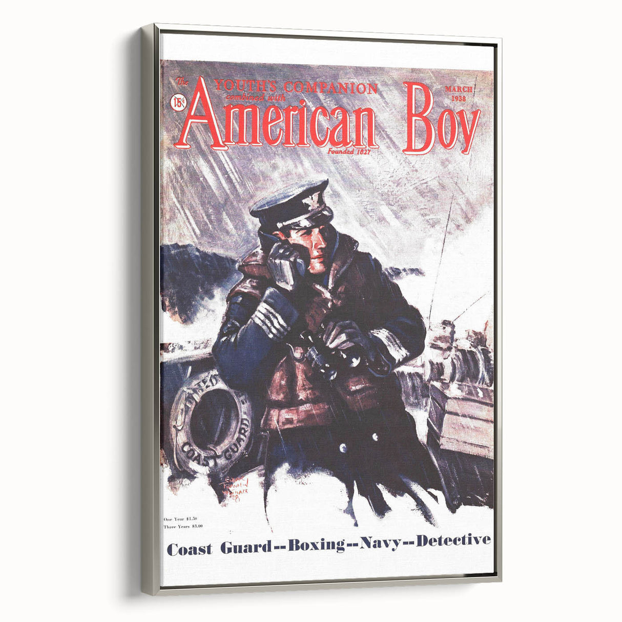 Vintage Magazine Cover Art - American Boy March 1938 Coast Guard