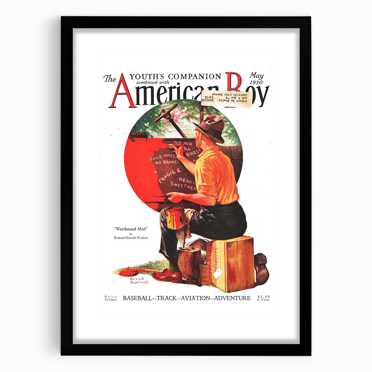 Vintage Magazine Cover Art - American Boy May 1930 Westbound Mail