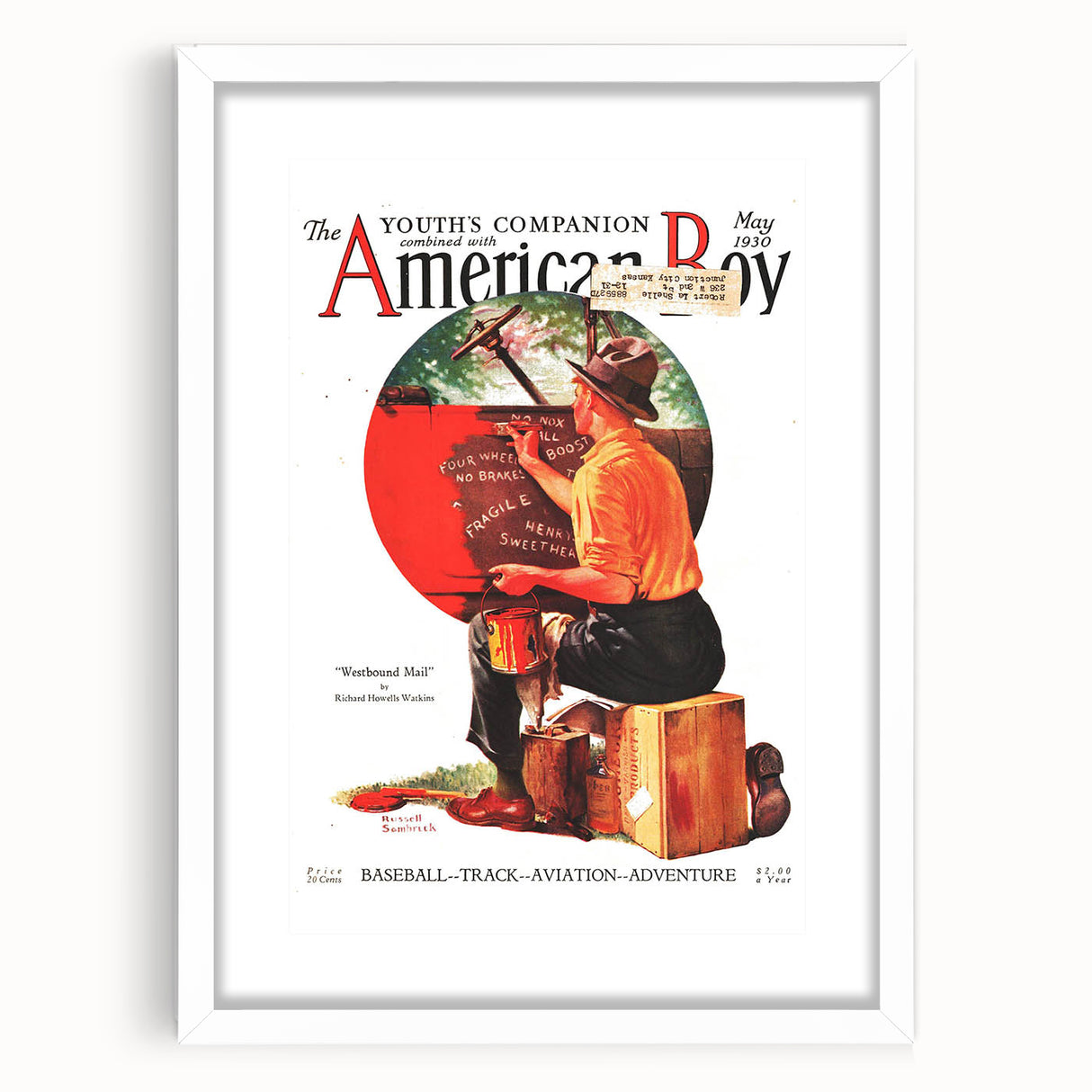 Vintage Magazine Cover Art - American Boy May 1930 Westbound Mail