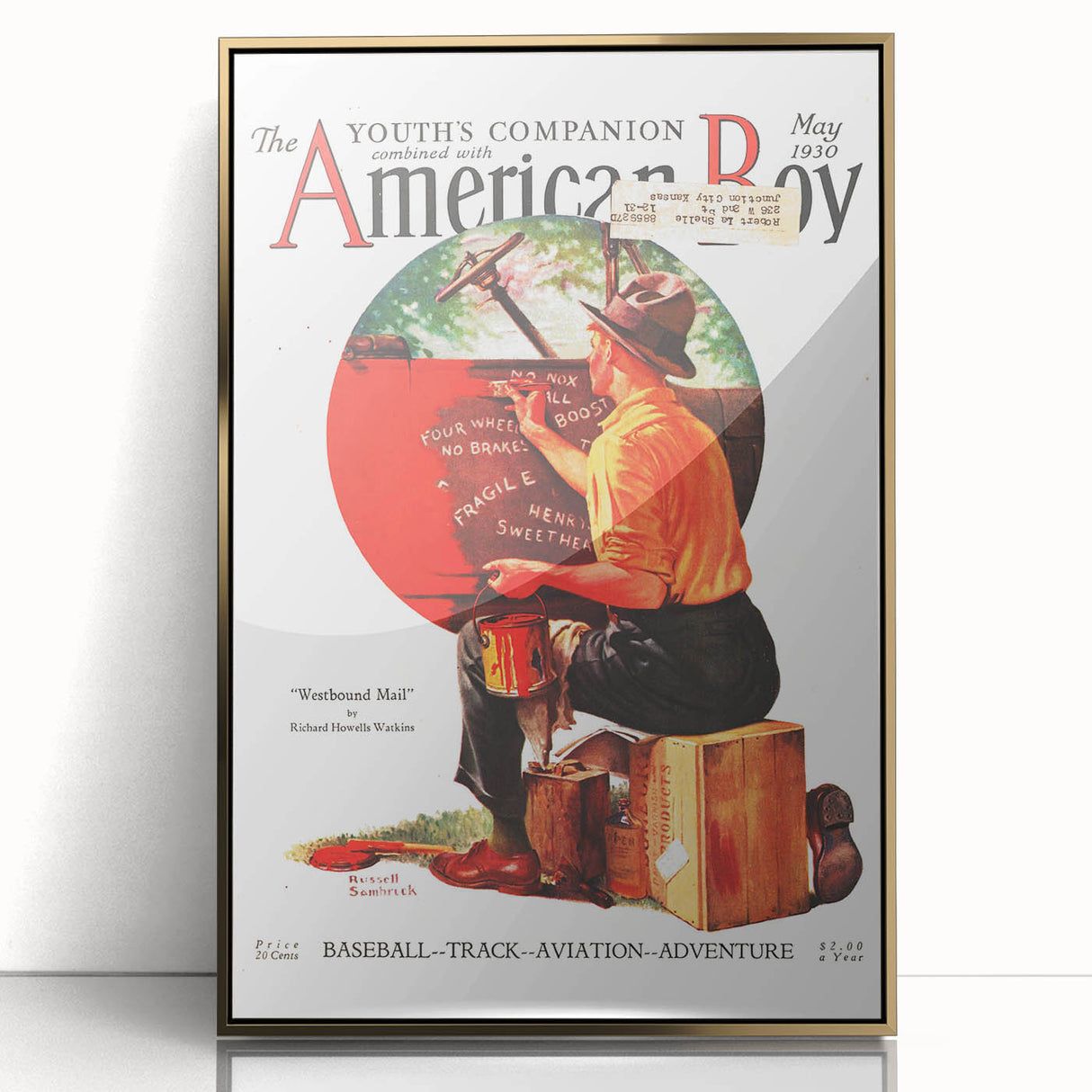 Vintage Magazine Cover Art - American Boy May 1930 Westbound Mail