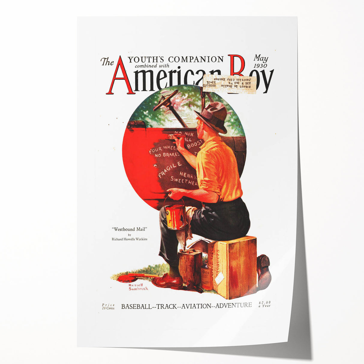 Vintage Magazine Cover Art - American Boy May 1930 Westbound Mail