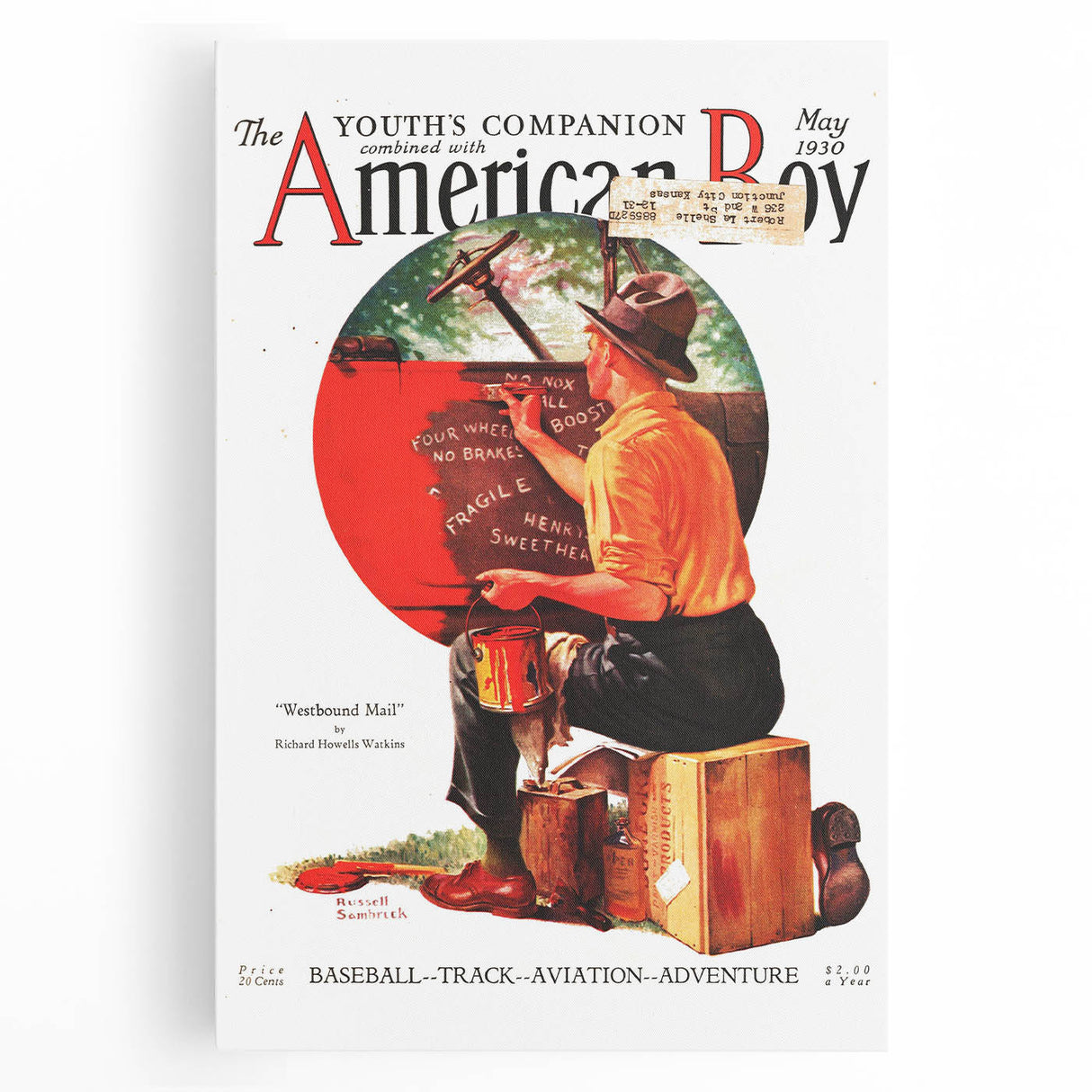 Vintage Magazine Cover Art - American Boy May 1930 Westbound Mail