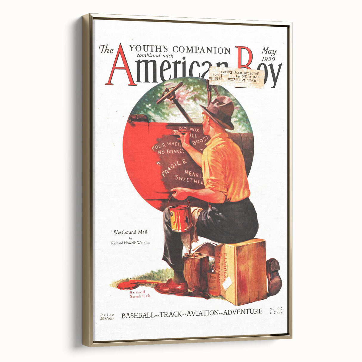Vintage Magazine Cover Art - American Boy May 1930 Westbound Mail