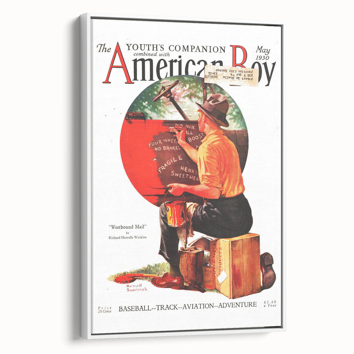 Vintage Magazine Cover Art - American Boy May 1930 Westbound Mail