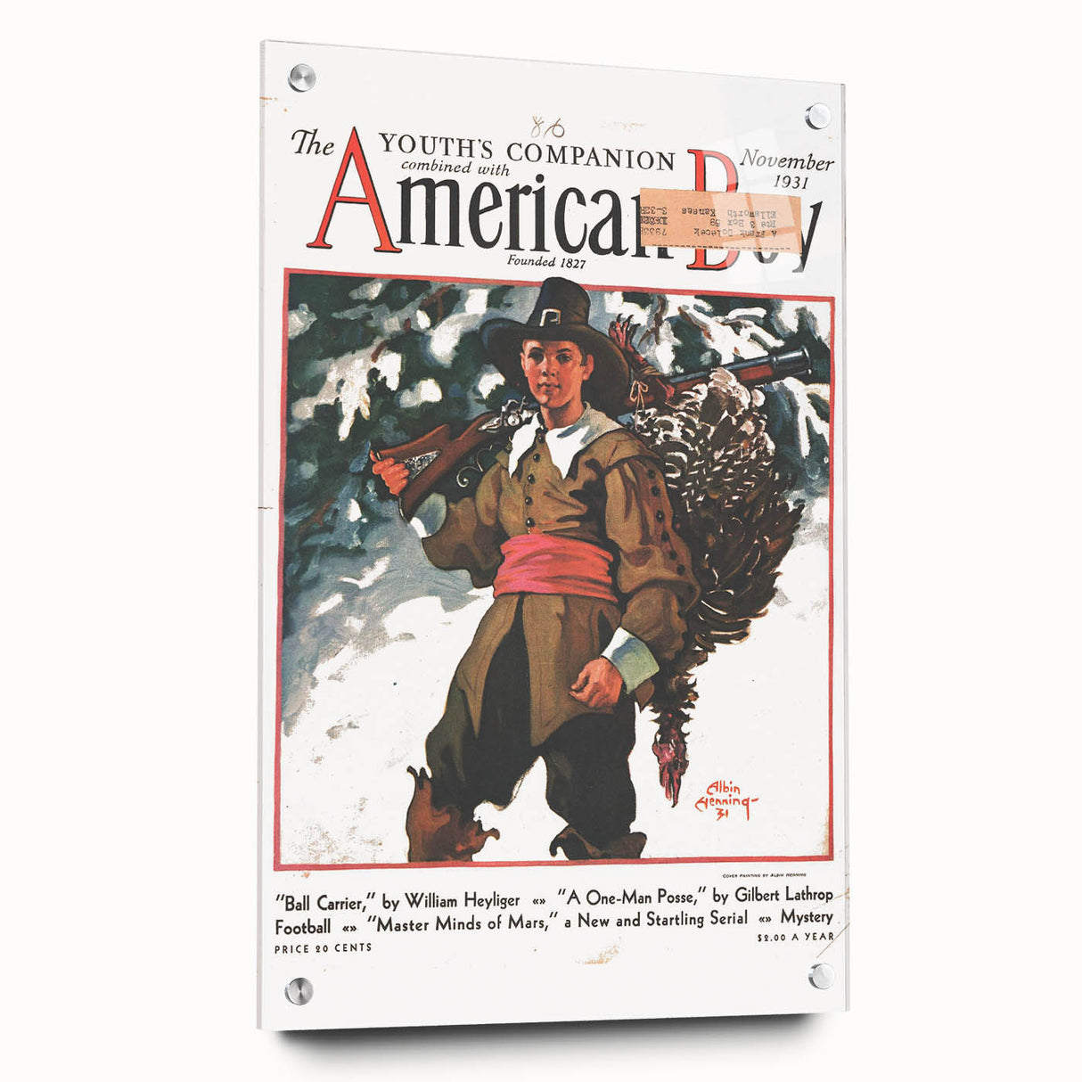 Vintage Magazine Cover Art - American Boy November 1931 Ball Carrier
