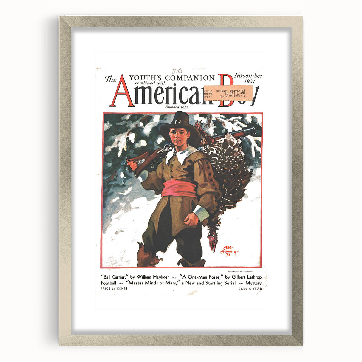 Vintage Magazine Cover Art - American Boy November 1931 Ball Carrier