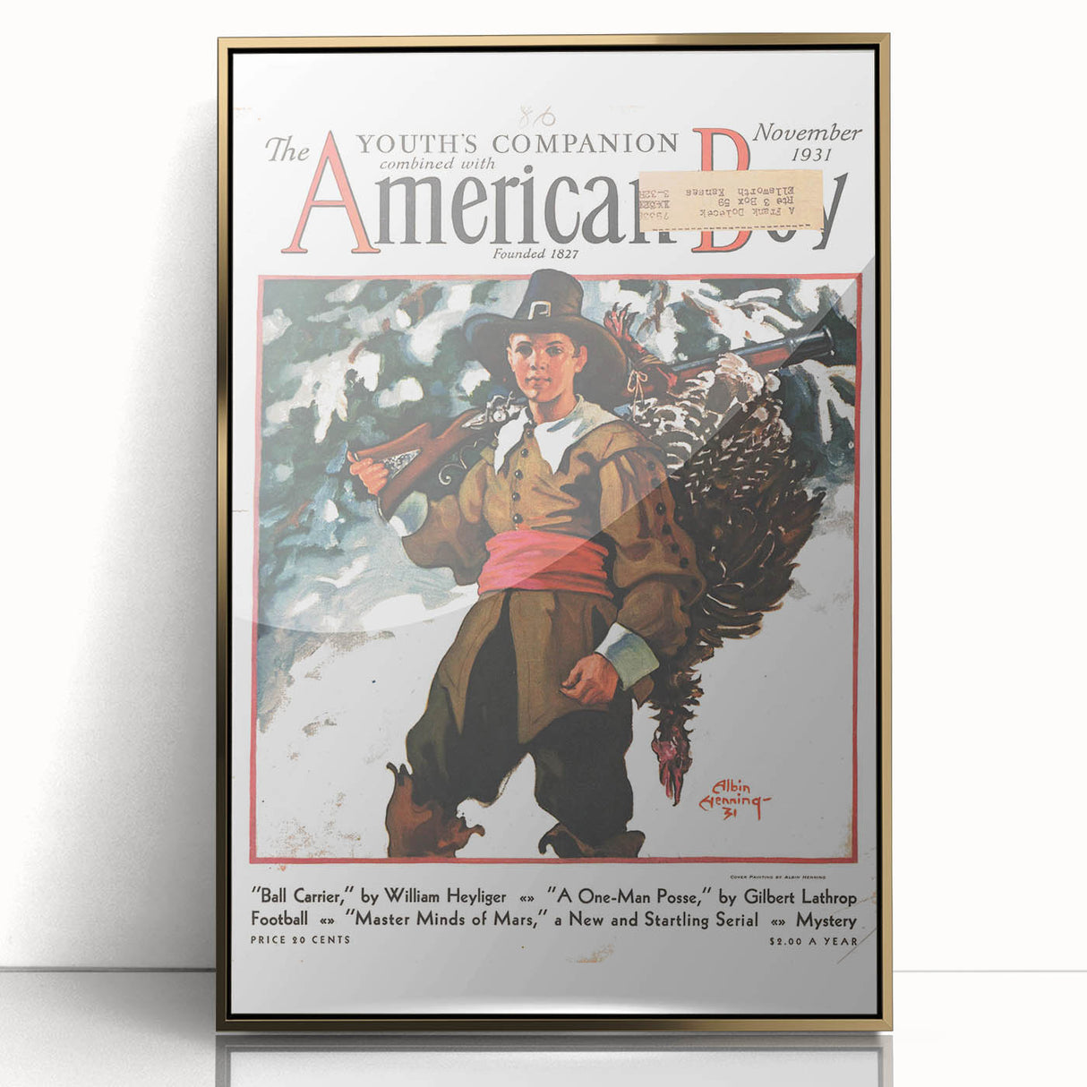 Vintage Magazine Cover Art - American Boy November 1931 Ball Carrier