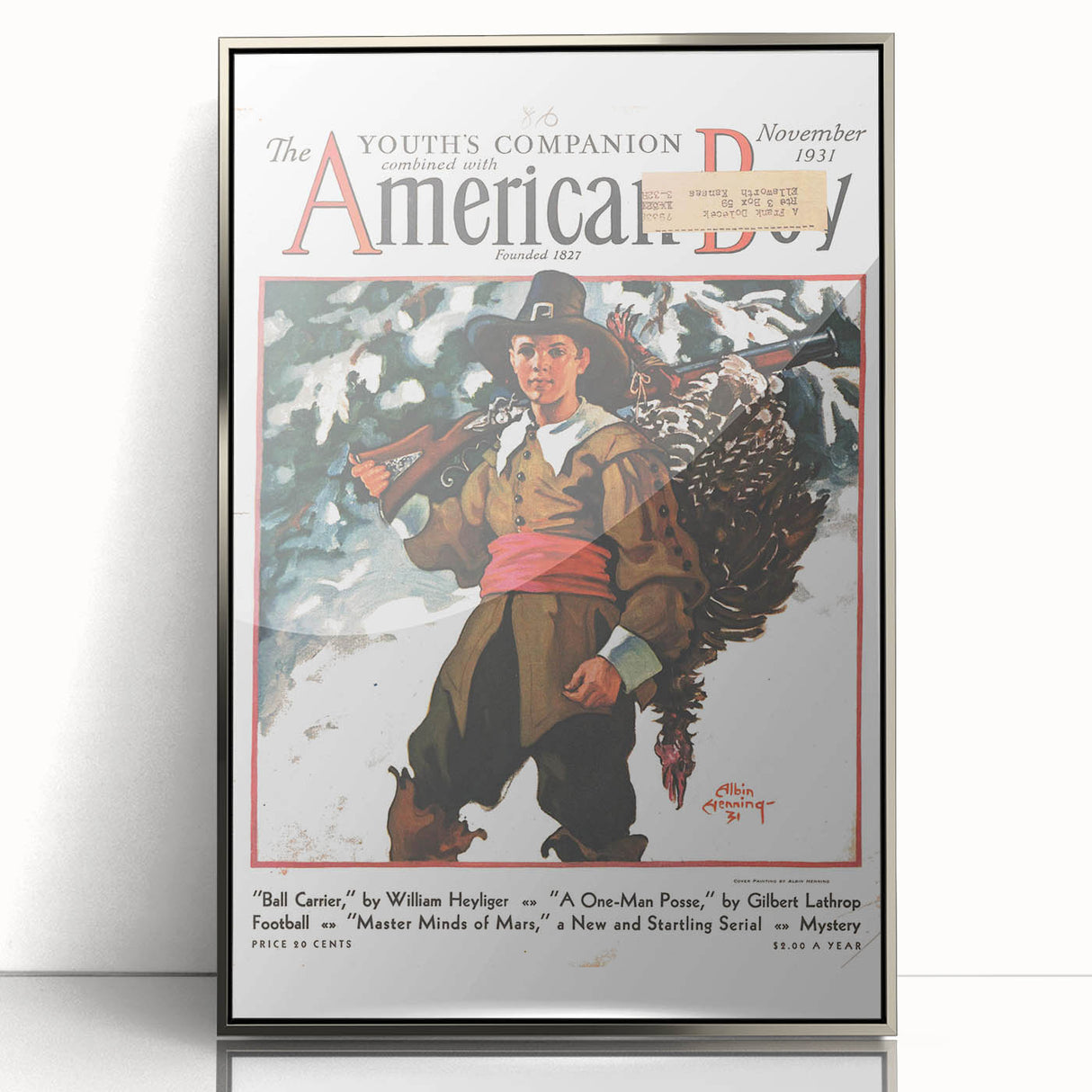 Vintage Magazine Cover Art - American Boy November 1931 Ball Carrier