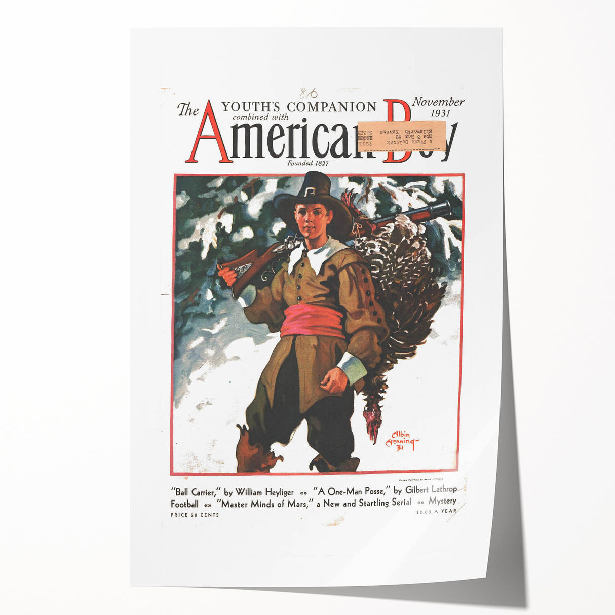 Vintage Magazine Cover Art - American Boy November 1931 Ball Carrier