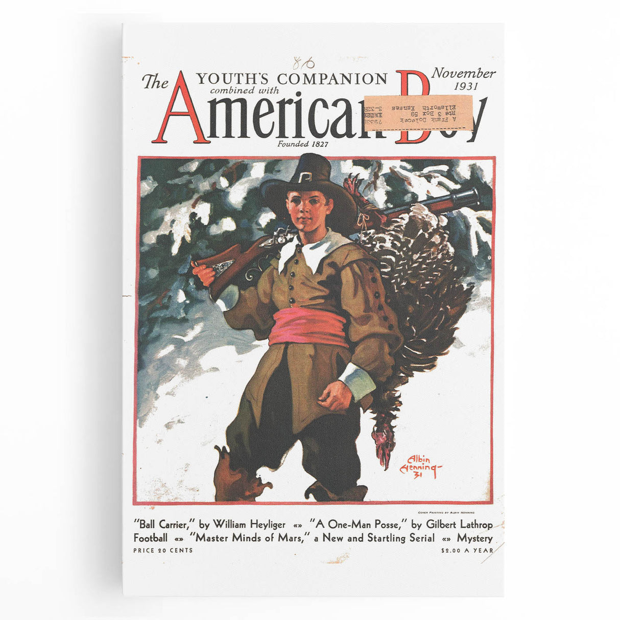 Vintage Magazine Cover Art - American Boy November 1931 Ball Carrier