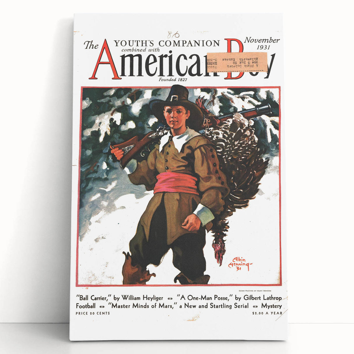 Vintage Magazine Cover Art - American Boy November 1931 Ball Carrier