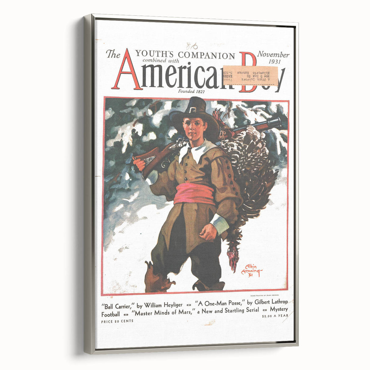 Vintage Magazine Cover Art - American Boy November 1931 Ball Carrier