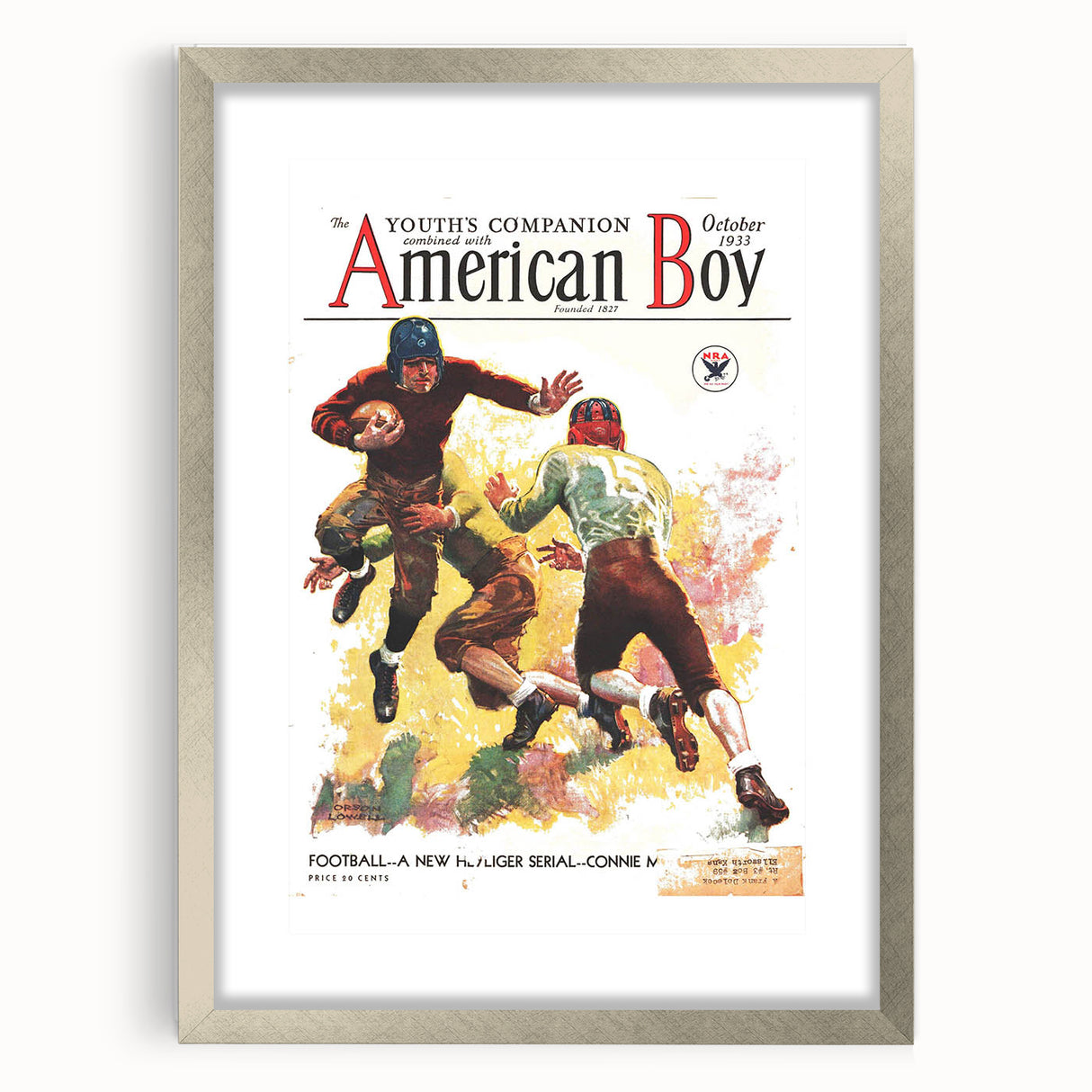 Vintage Magazine Cover Art - American Boy October 1933 Football