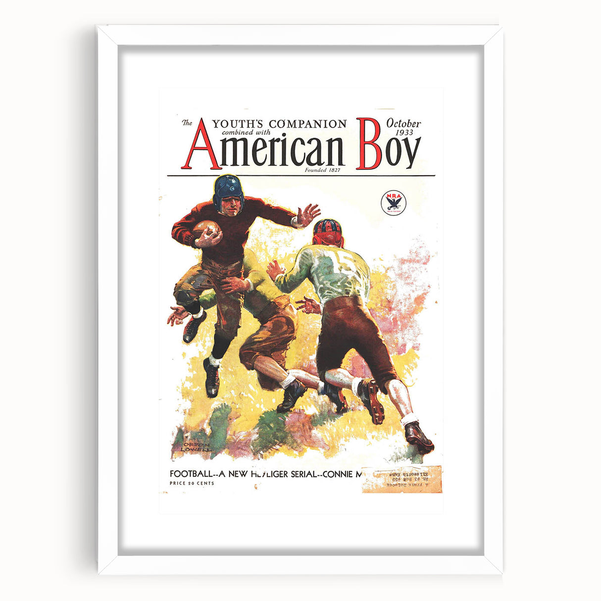 Vintage Magazine Cover Art - American Boy October 1933 Football