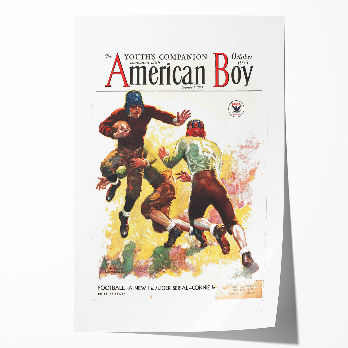Vintage Magazine Cover Art - American Boy October 1933 Football