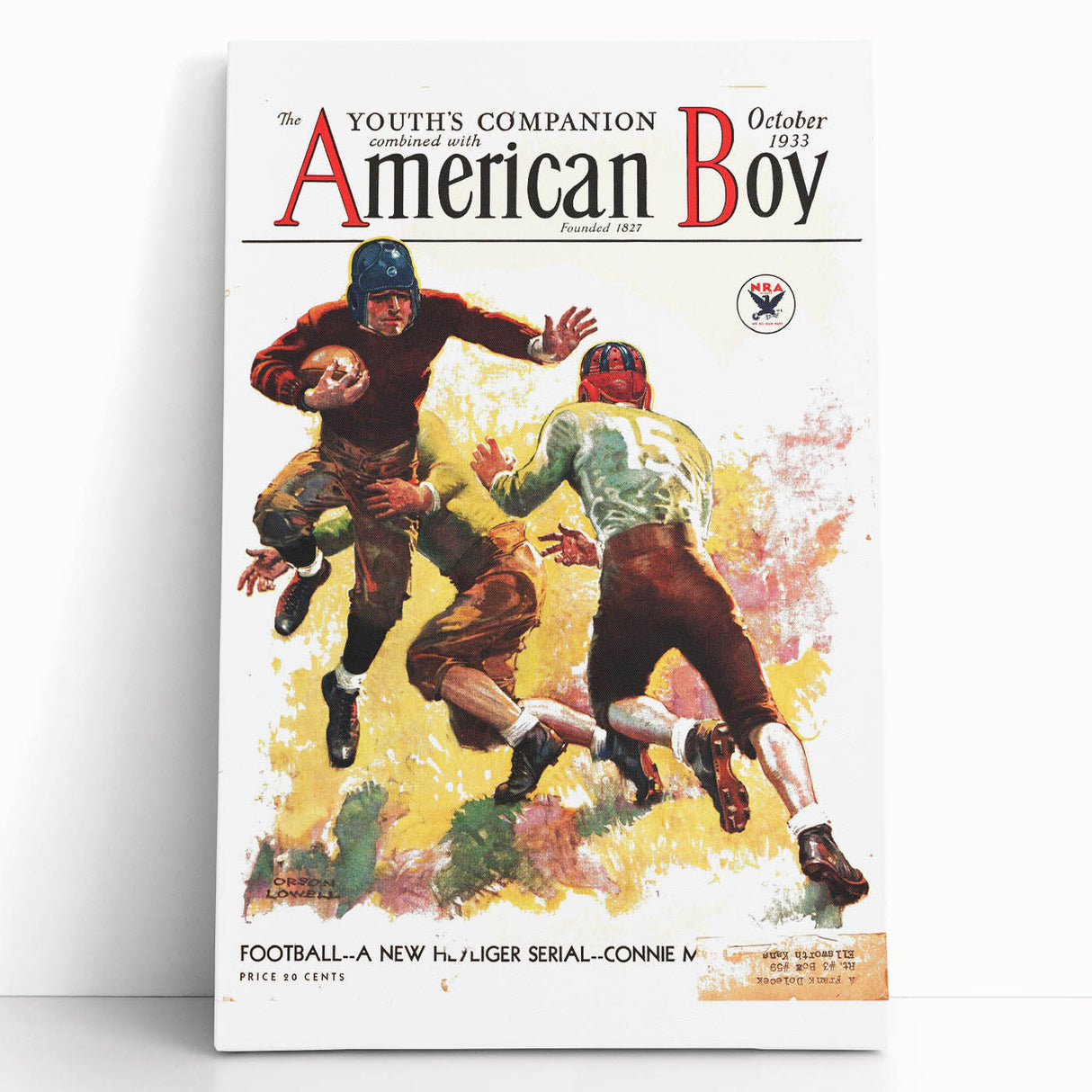 Vintage Magazine Cover Art - American Boy October 1933 Football
