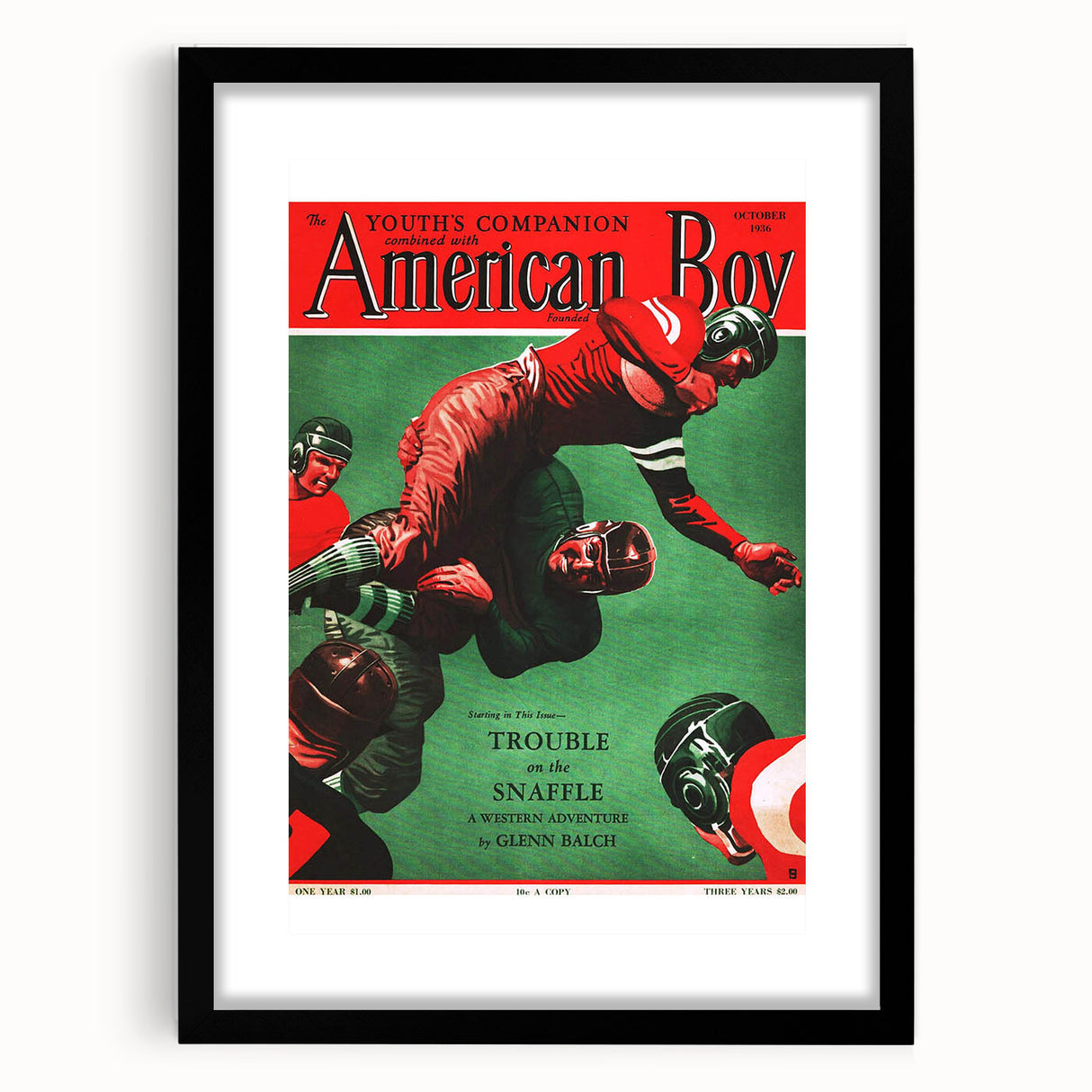 Vintage Magazine Cover Art - American Boy October 1936 Trouble on the Snaffle