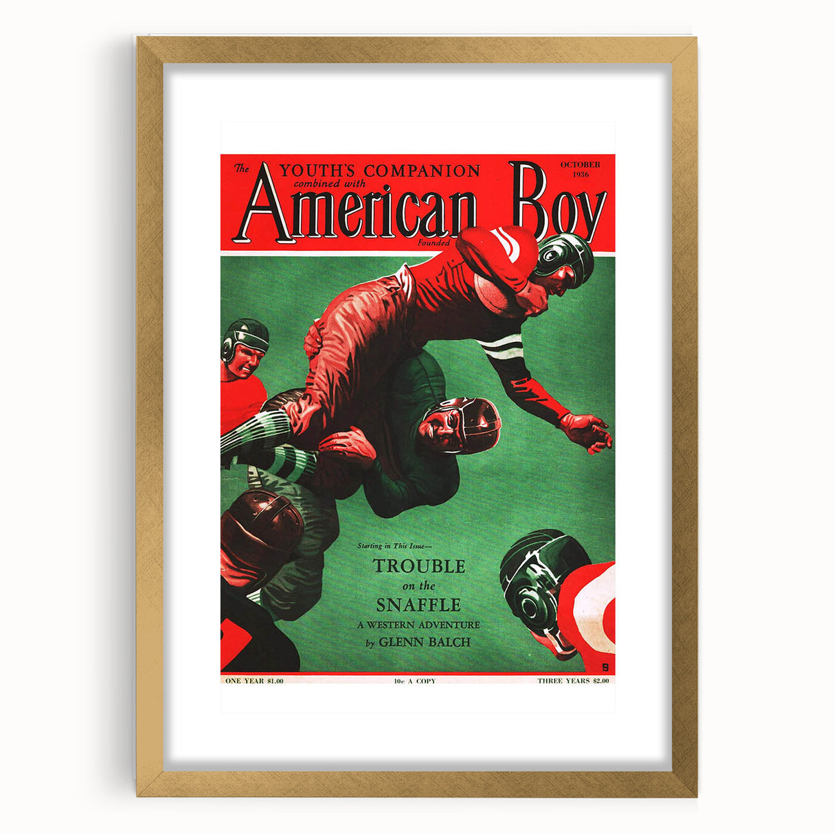 Vintage Magazine Cover Art - American Boy October 1936 Trouble on the Snaffle