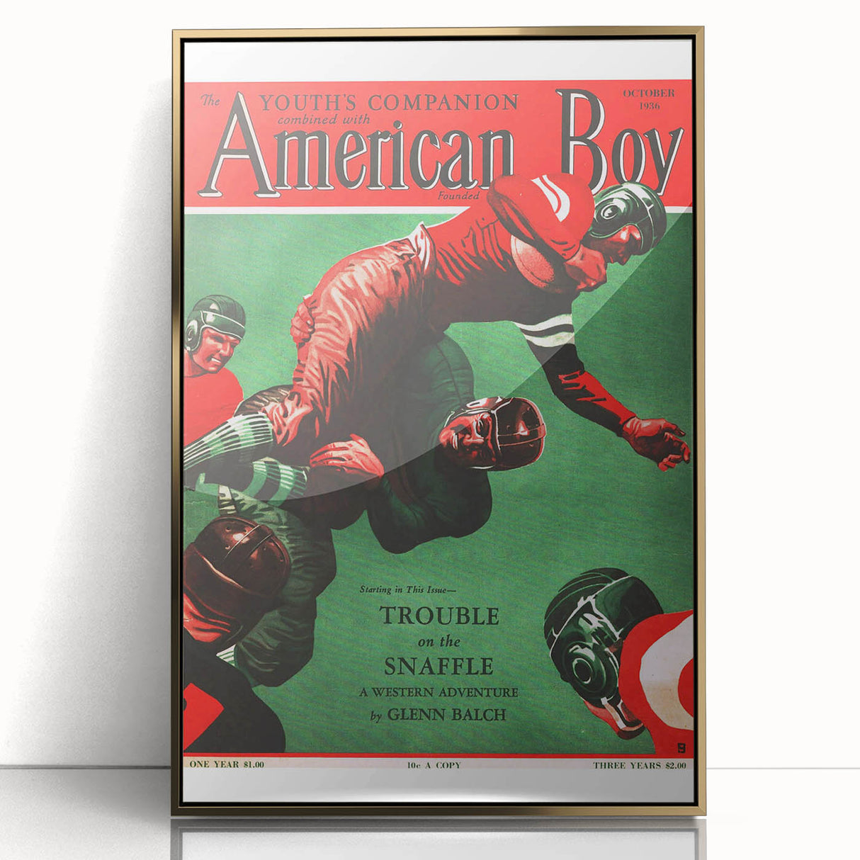 Vintage Magazine Cover Art - American Boy October 1936 Trouble on the Snaffle