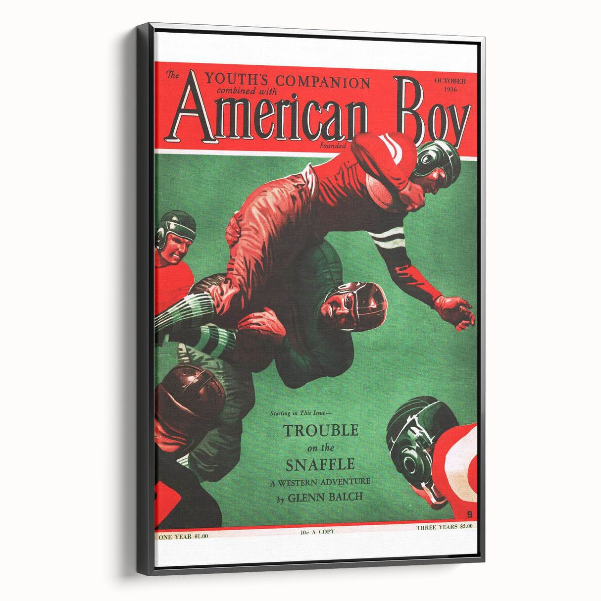 Vintage Magazine Cover Art - American Boy October 1936 Trouble on the Snaffle