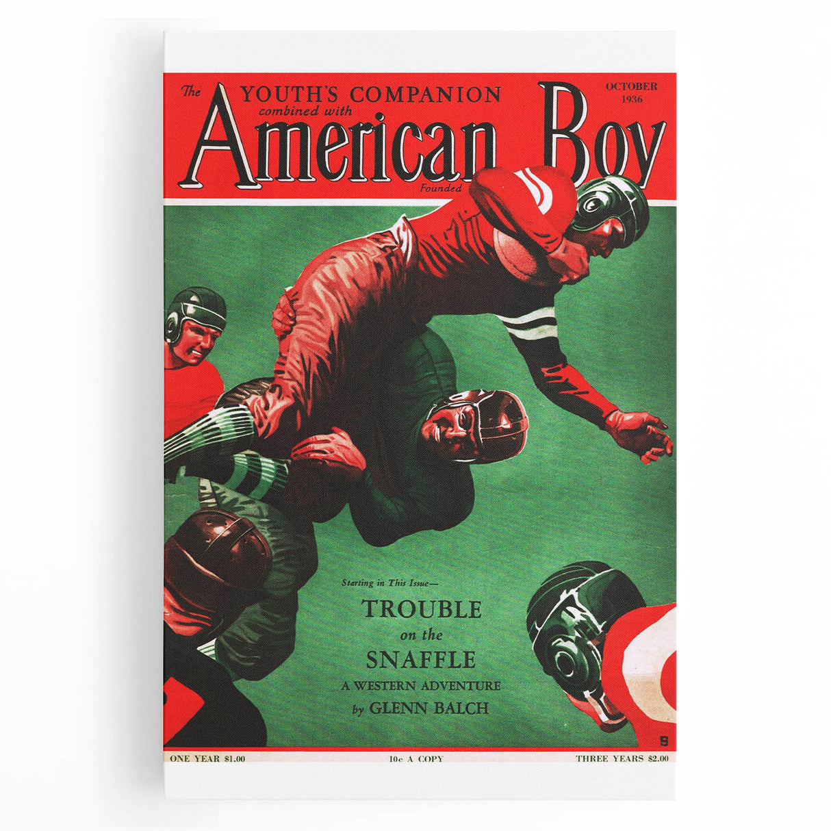 Vintage Magazine Cover Art - American Boy October 1936 Trouble on the Snaffle