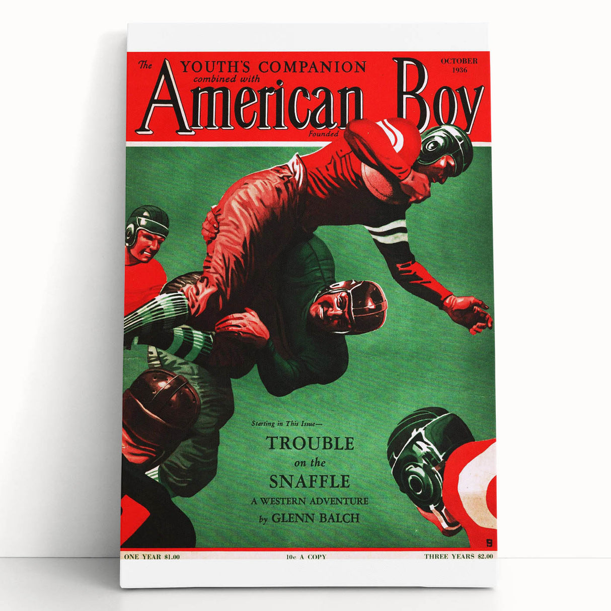 Vintage Magazine Cover Art - American Boy October 1936 Trouble on the Snaffle