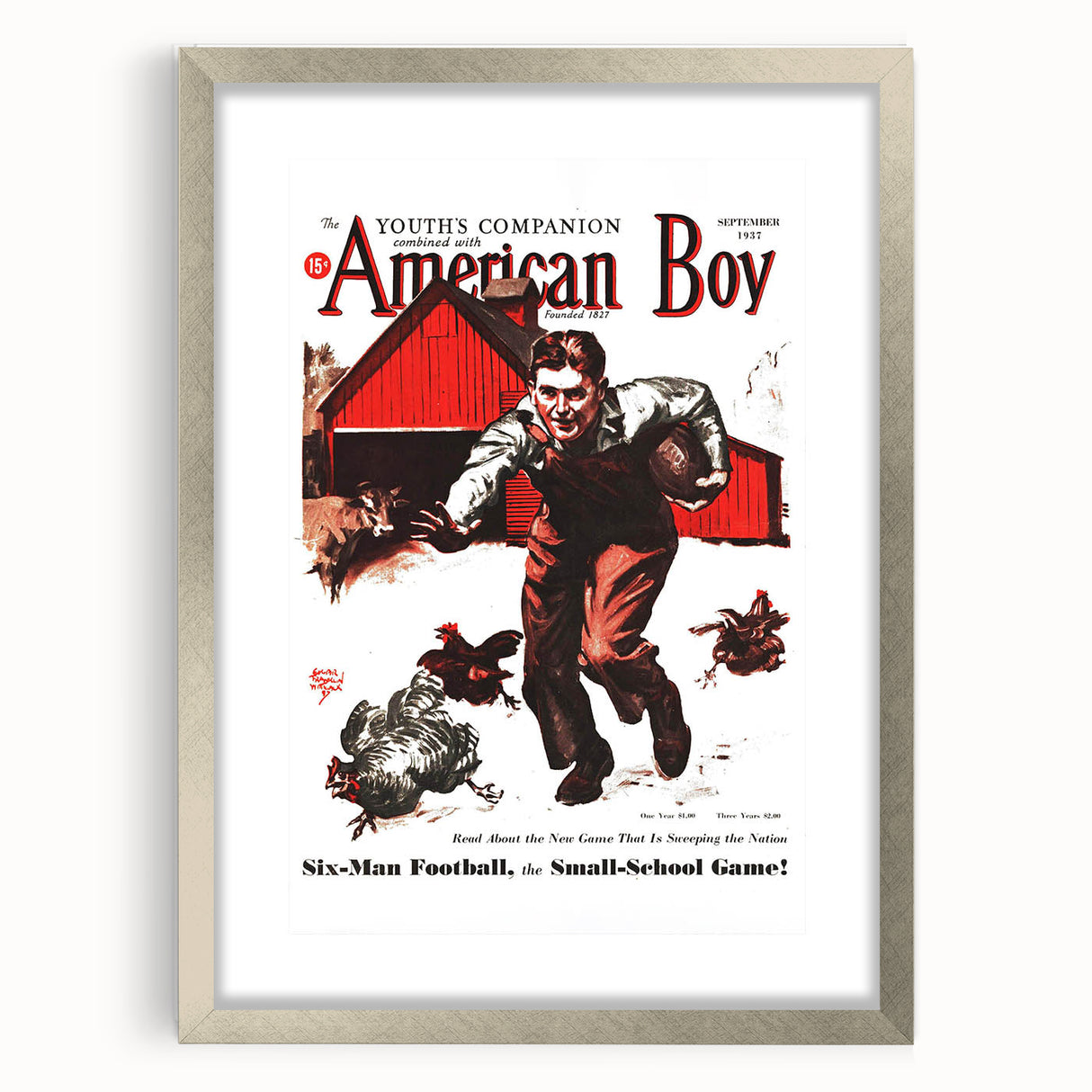 Vintage Magazine Cover Art - American Boy September 1937 Six-Man Football