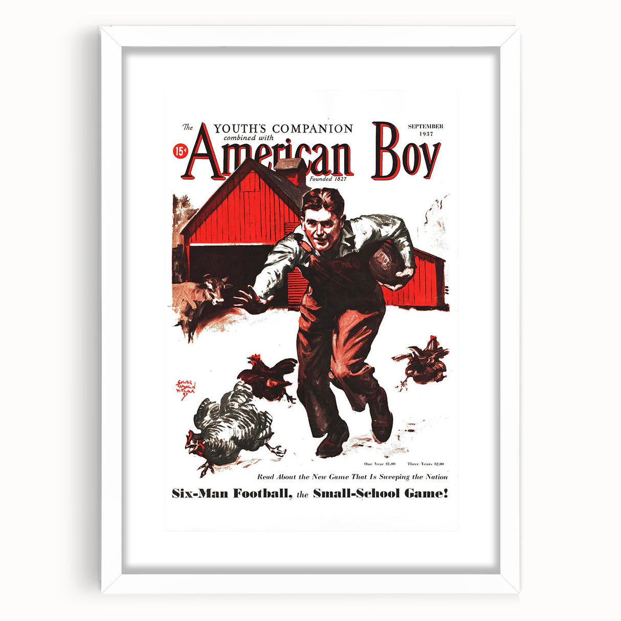 Vintage Magazine Cover Art - American Boy September 1937 Six-Man Football