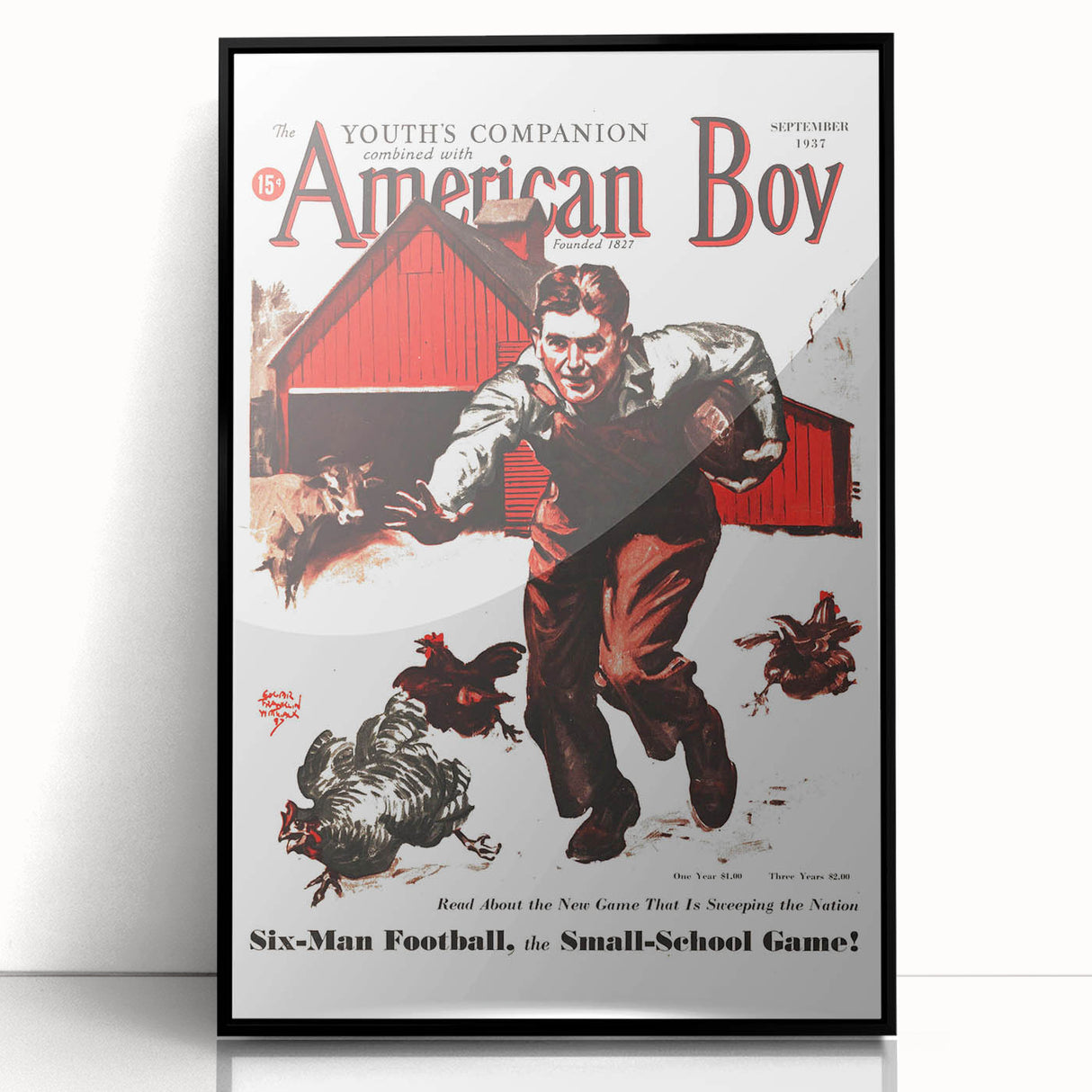 Vintage Magazine Cover Art - American Boy September 1937 Six-Man Football