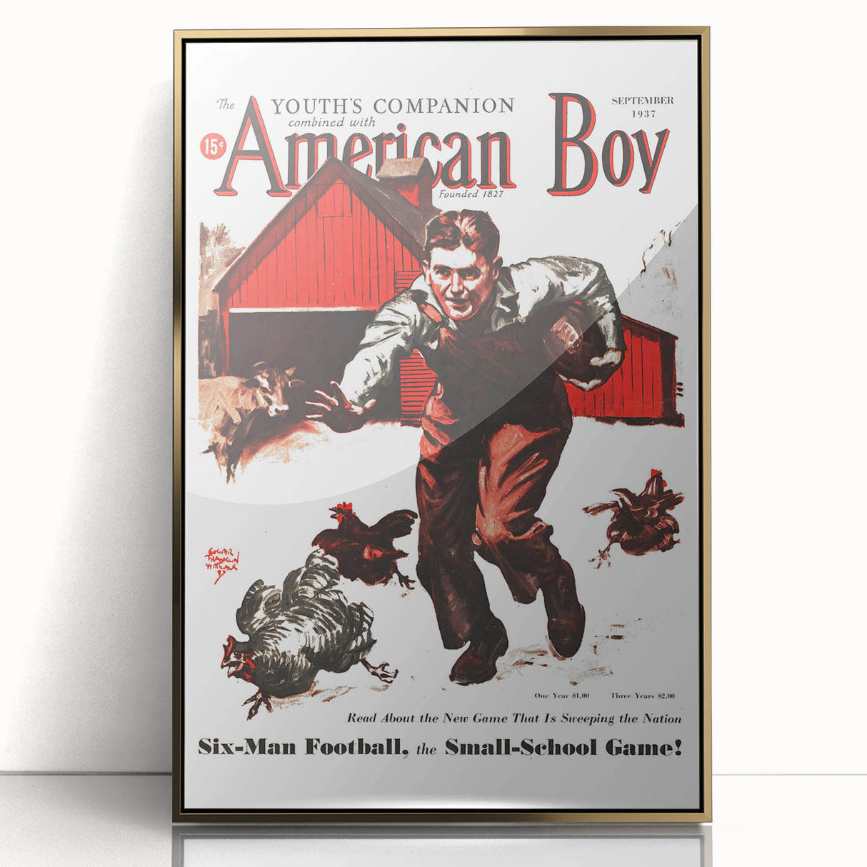 Vintage Magazine Cover Art - American Boy September 1937 Six-Man Football