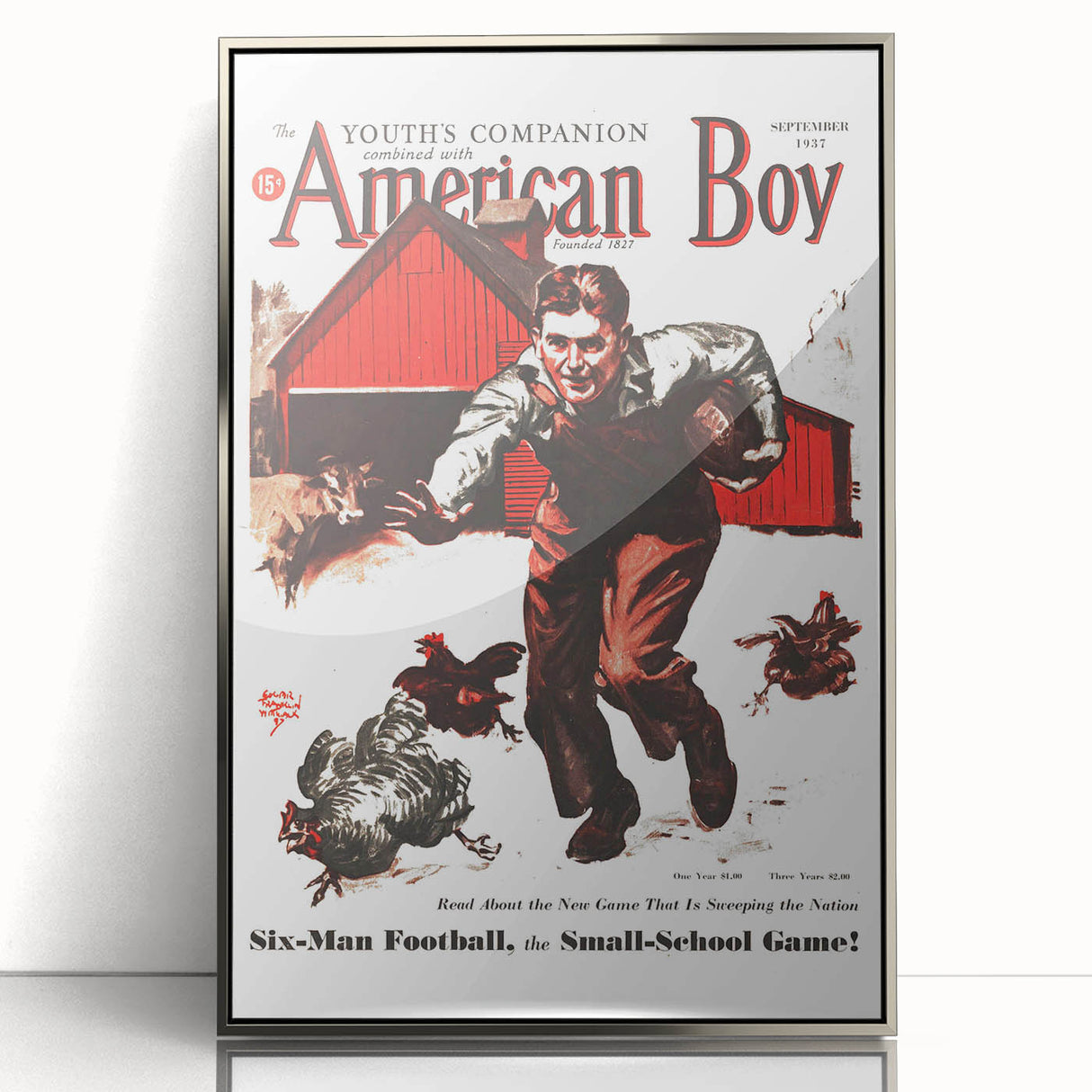 Vintage Magazine Cover Art - American Boy September 1937 Six-Man Football