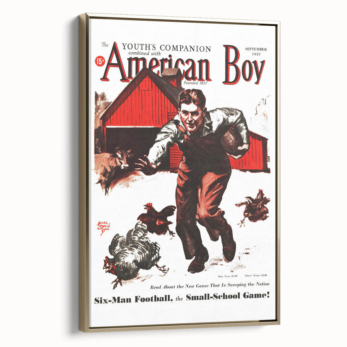 Vintage Magazine Cover Art - American Boy September 1937 Six-Man Football
