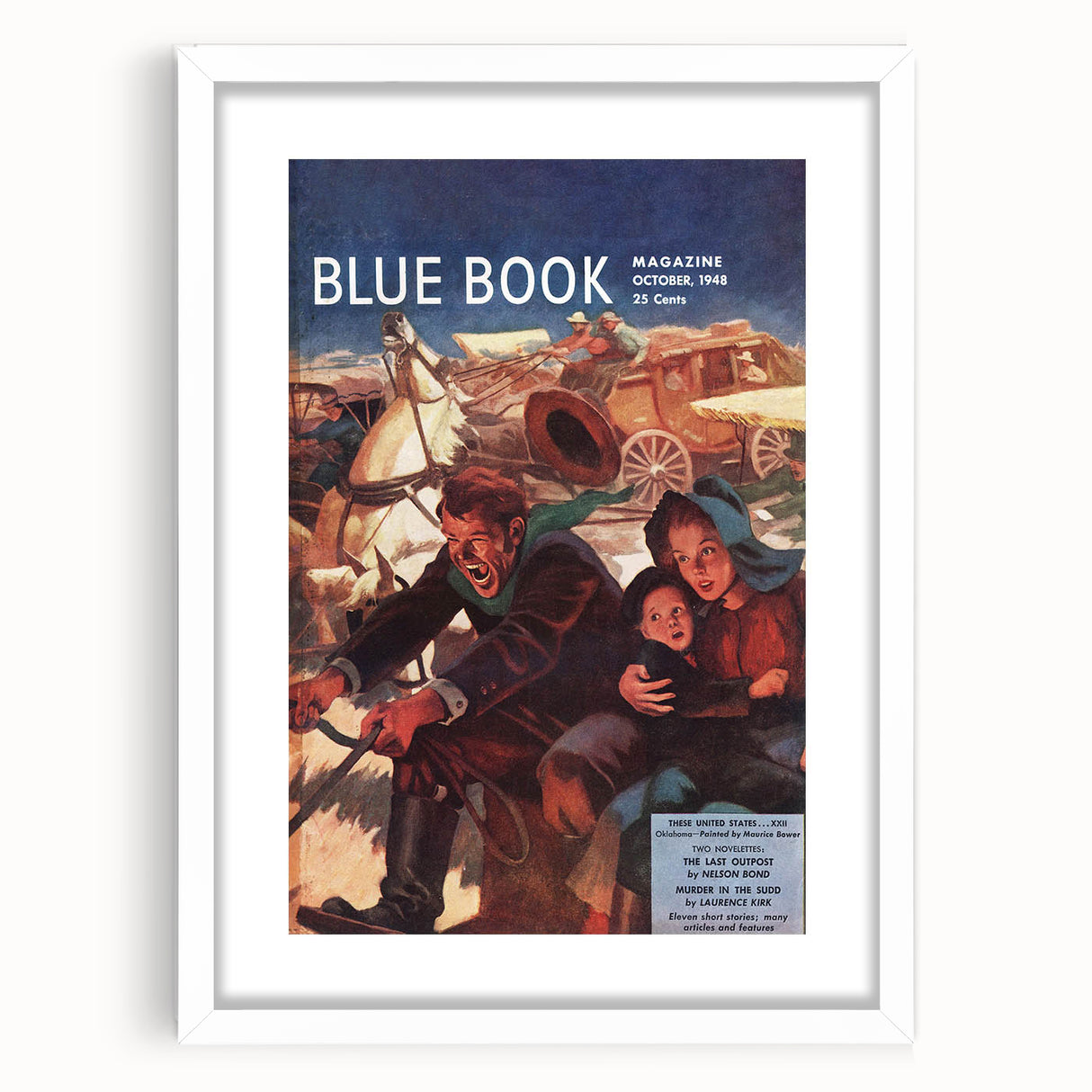 Vintage Magazine Cover Art – Oklahoma Wagon Chase Retro Print