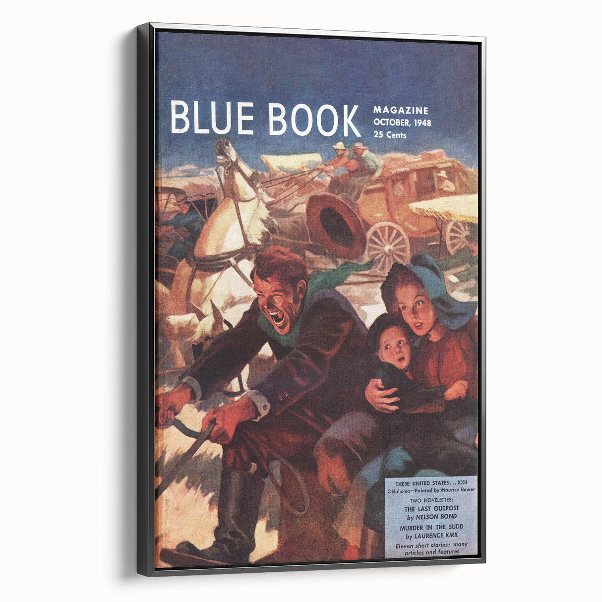 Vintage Magazine Cover Art – Oklahoma Wagon Chase Retro Print