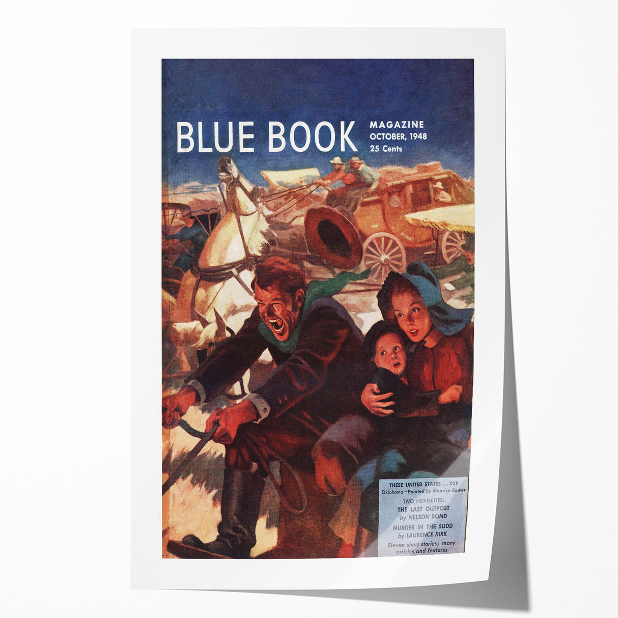 Vintage Magazine Cover Art – Oklahoma Wagon Chase Retro Print