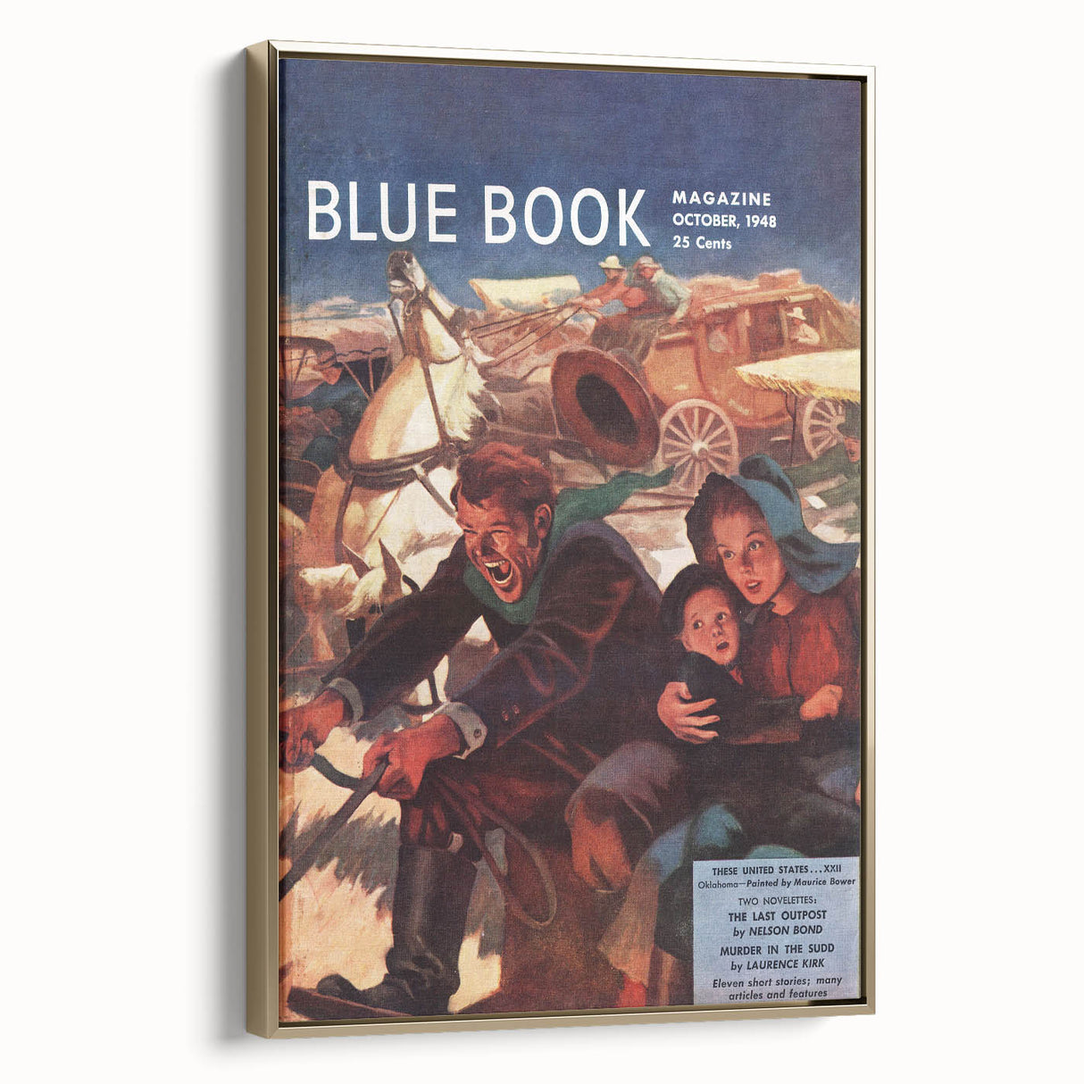 Vintage Magazine Cover Art – Oklahoma Wagon Chase Retro Print