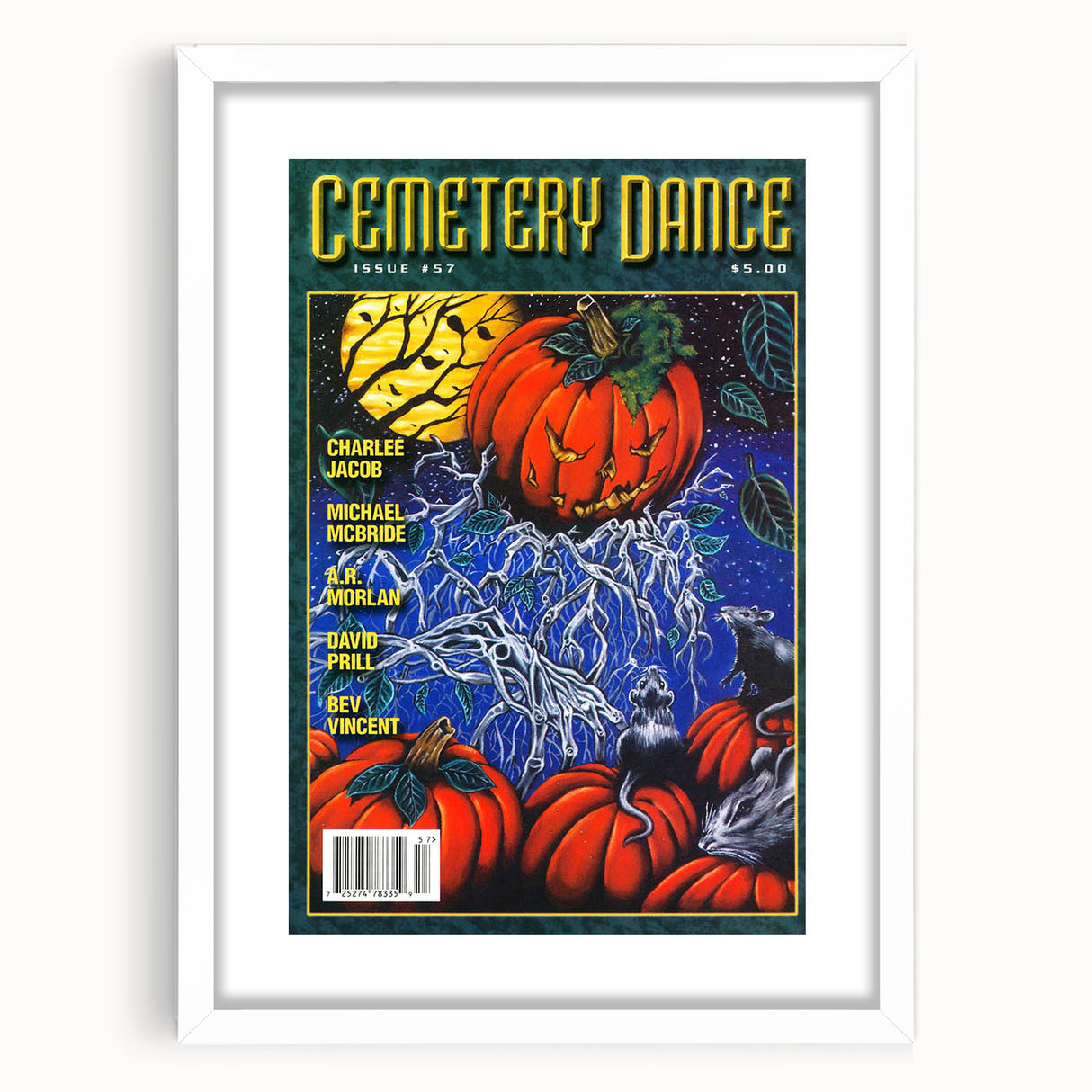 Vintage Cemetery Dance Cover Art – Halloween Pumpkin Retro Print
