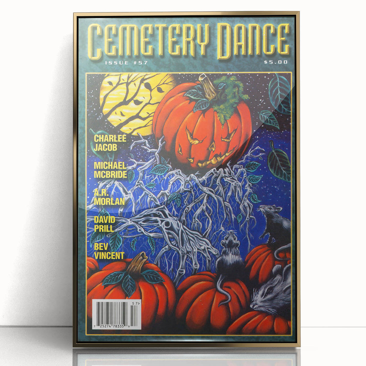 Vintage Cemetery Dance Cover Art – Halloween Pumpkin Retro Print