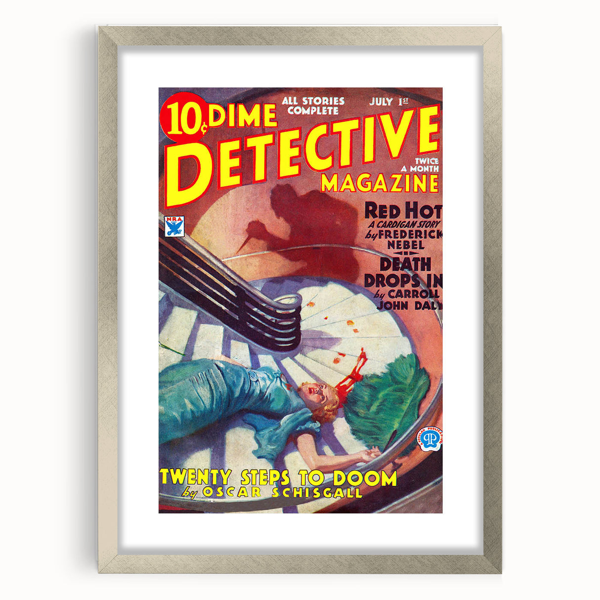 Dime Detective Magazine Cover Art – Classic Retro Detective Wall Decor