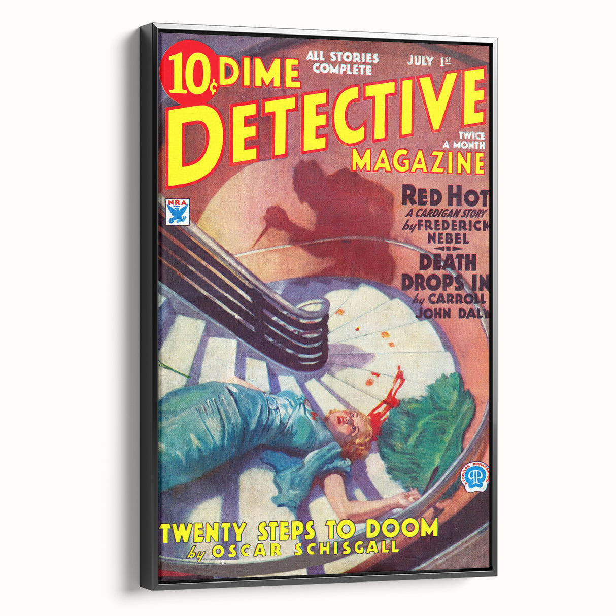 Dime Detective Magazine Cover Art – Classic Retro Detective Wall Decor