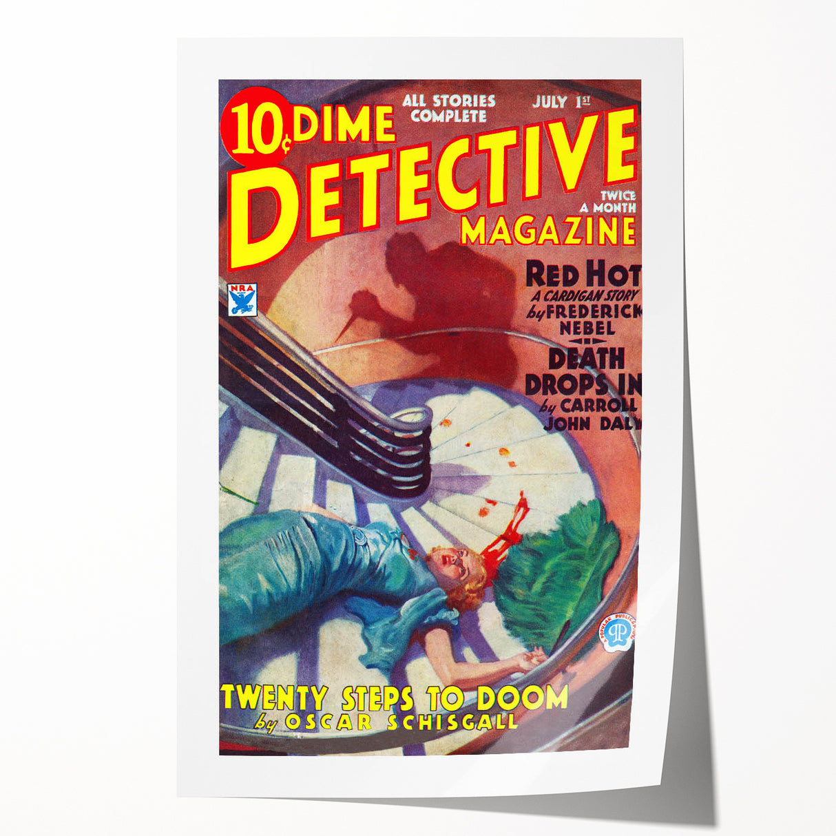 Dime Detective Magazine Cover Art – Classic Retro Detective Wall Decor