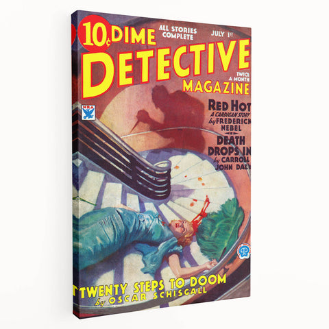 Dime Detective Magazine Cover Art – Classic Retro Detective Wall Decor