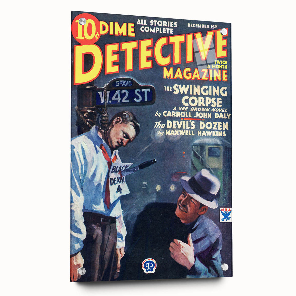 Dime Detective Magazine Cover Art – Retro Crime Scene Wall Decor